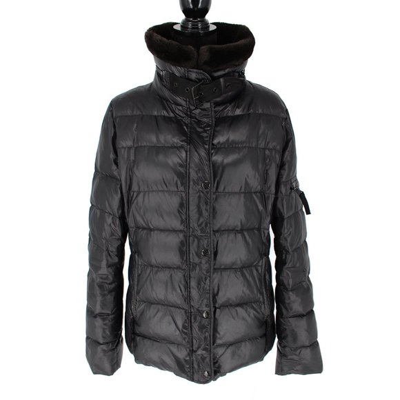 S 13/NYC Black Quilted Down Coat size XL Faux Fur